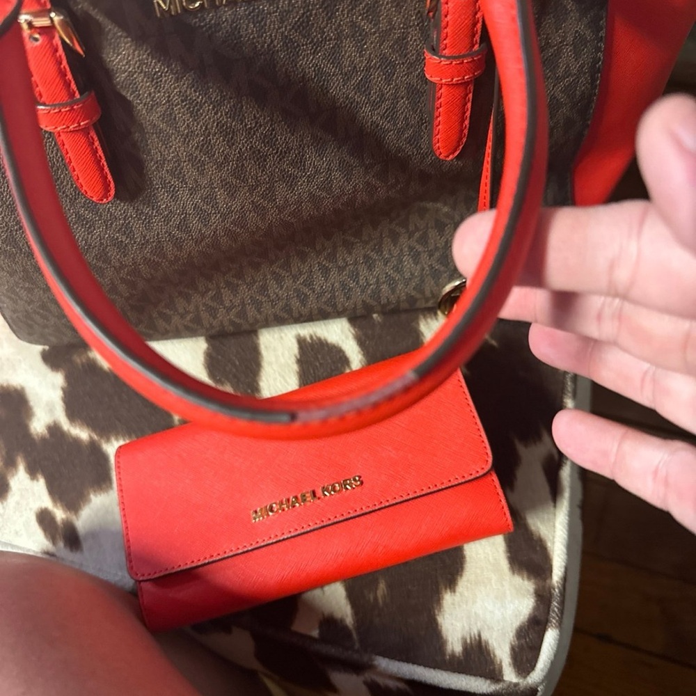 Michael Kors Red and Brown Satchel - Picture 4 of 6